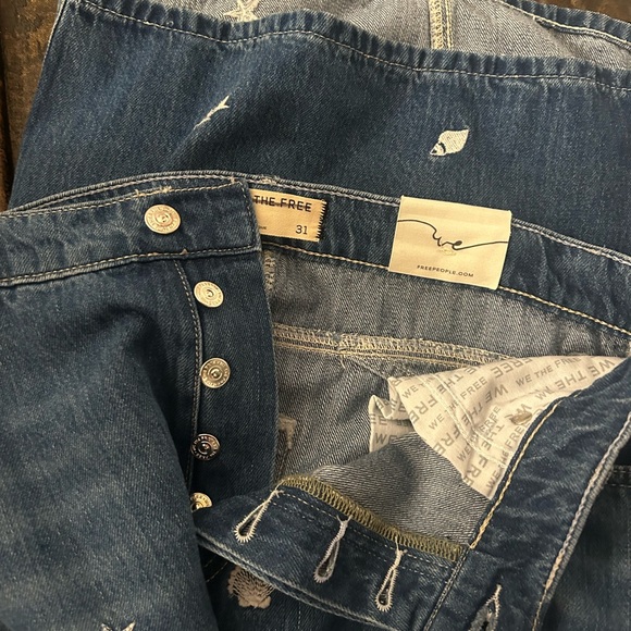 We The Free Embroidered Wide Leg Blue Jeans - Picture 7 of 7